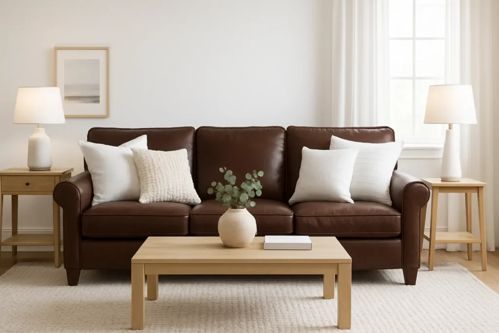 Color Schemes for a Living Room with a Dark Brown Couch