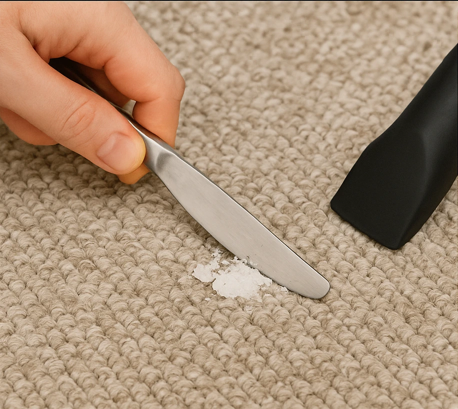 Gently Scrape Off Hardened Wax