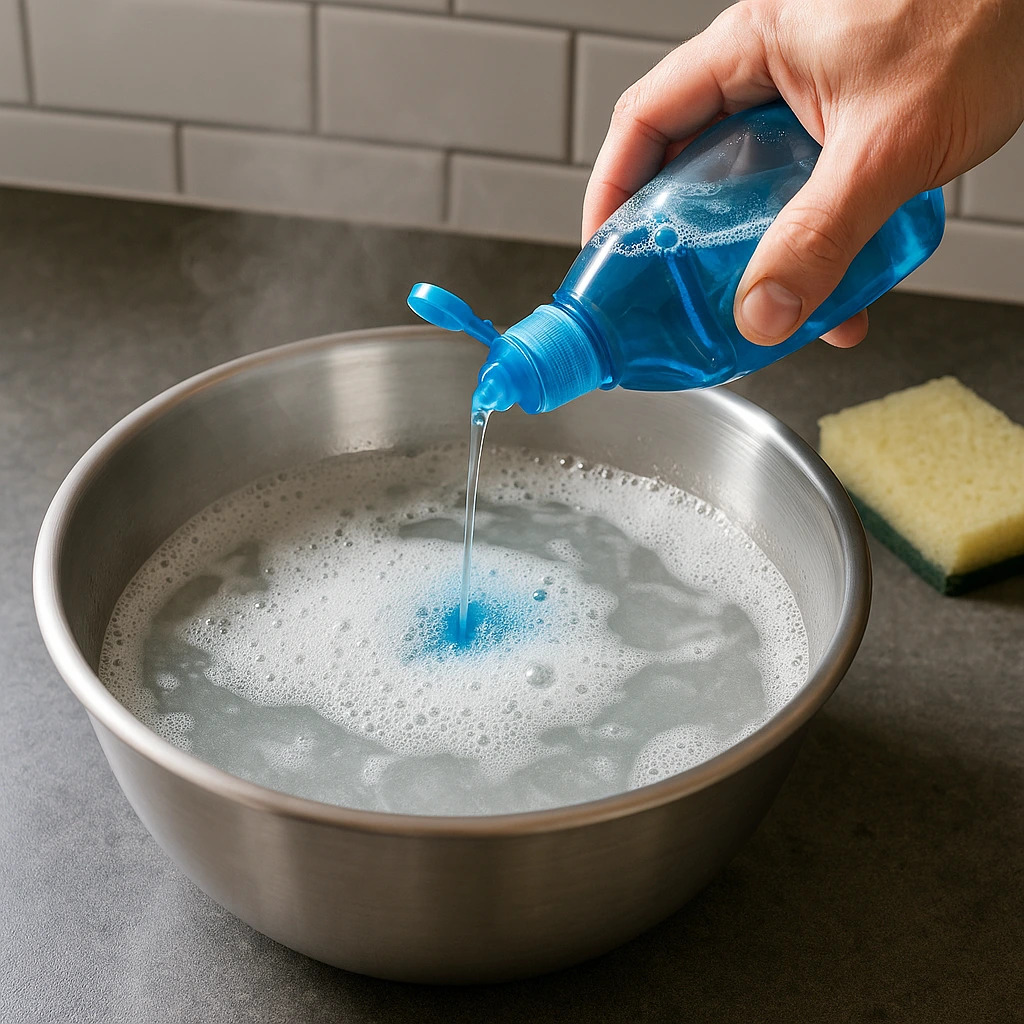 Mix Hot Water and Grease-Cutting Dish Soap