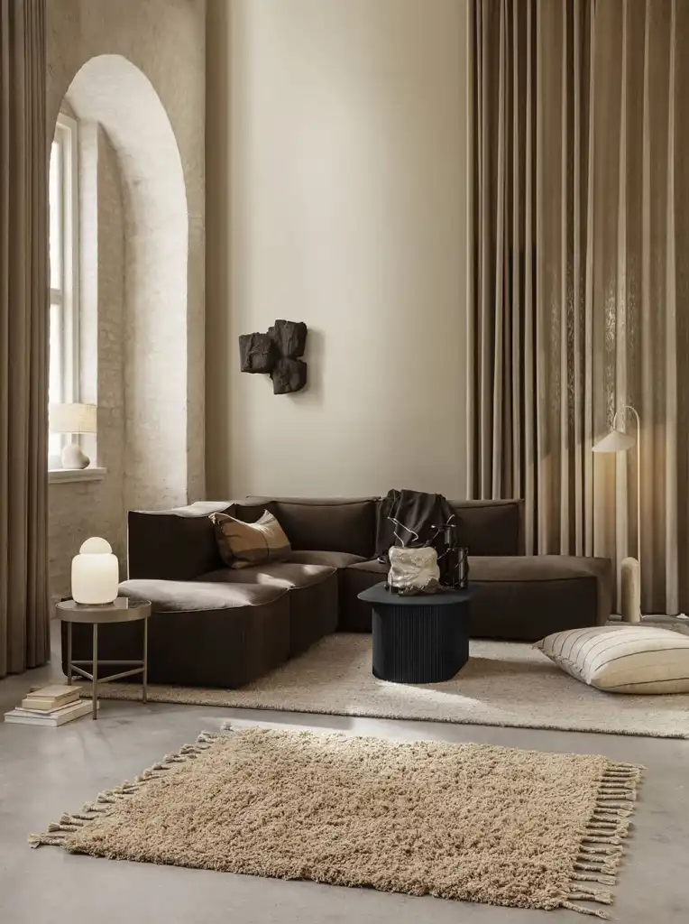 Texture & Material Choices for a Brown Sofa Living Room
